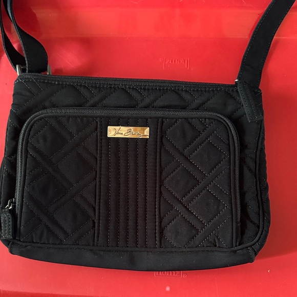 Vera Bradley Handbags - Vera Bradley Black Quilted Crossbody Bag with Front and back Pockets